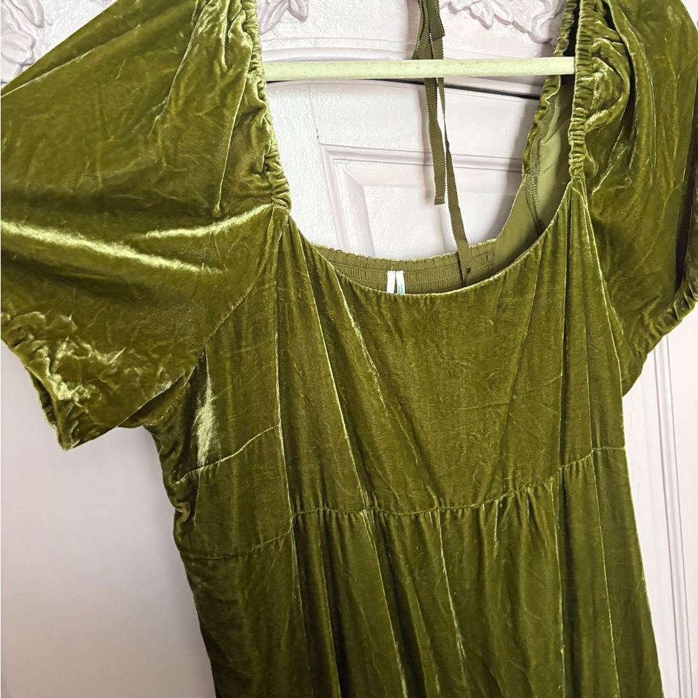 Anthropologie Olive Velvet Dress